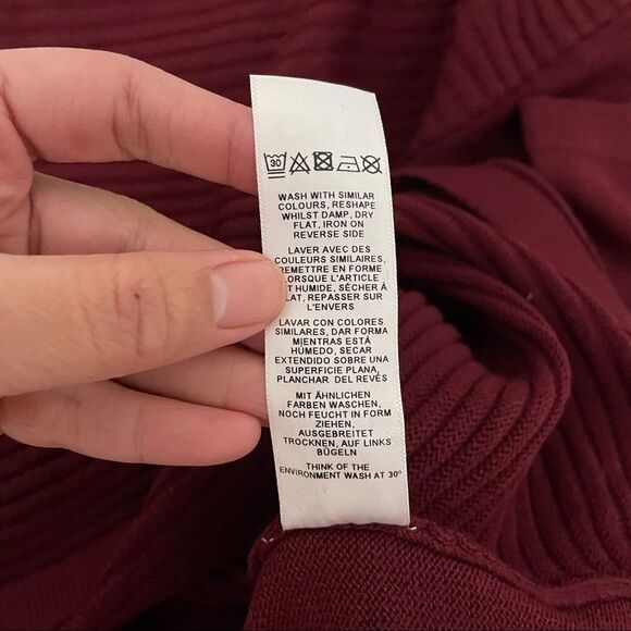 ASOS MATERNITY RIBBED KNIT SWEATER DRESS LONGSLEEVE MAROON SHIFT STRETCHY SIZE 4 - Picture 10 of 10